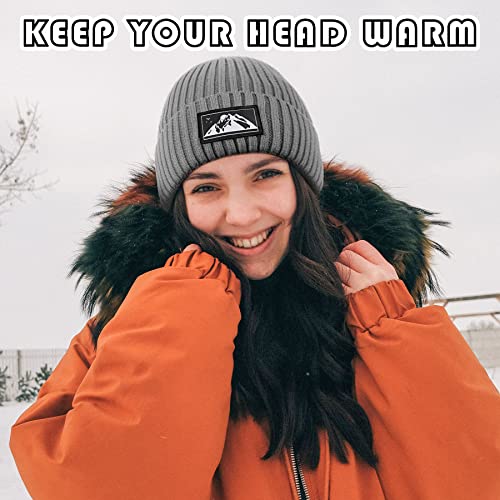 Gebell Men's Beanie Hat - Winter Knitted Beanie Hat Thermal Beanie Warm Soft Knit Cuffed Hat Classic Slouch Beanie for Men Grey