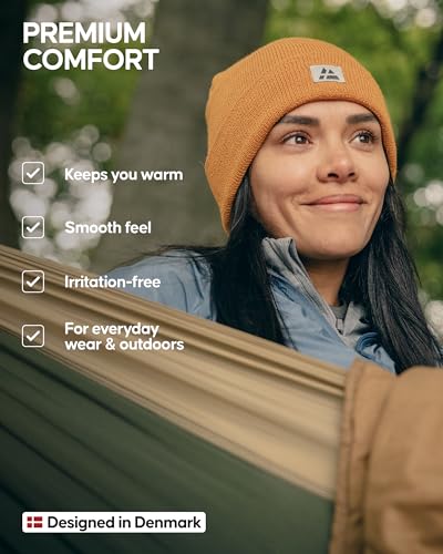 DANISH ENDURANCE Fisherman Beanie, Beanie Hat Men Women, Recycled Polyester Beanie, for Autumn Winter, Unisex Green