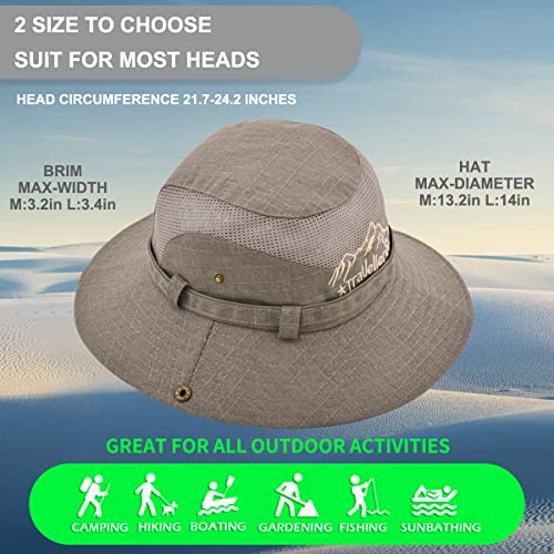 KeepSa Cotton Sun Hat UV Protection Summer Hats Beach Hat Safari Boonie Hat Foldable Fishing Hat with Breathable Mesh and Adjustable Chin Strap Khaki