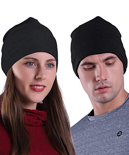 EMPIRELION 9" Multifunctional Lightweight Beanies Hats, Sun Protection Running Skull Cap Helmet Liner Sleep Caps for Men Women (Black)