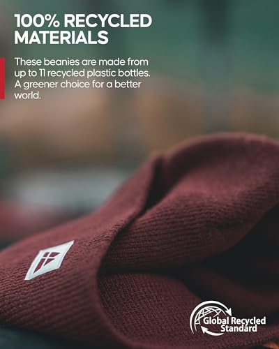 DANISH ENDURANCE Fisherman Beanie, Beanie Hat Men Women, Recycled Polyester Beanie, for Autumn Winter, Unisex Green