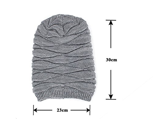 DD UP Winter Beanie Hat Men Warm Knit Long Slouch Skull Cap Thermal with Soft Fleece Lining Gray