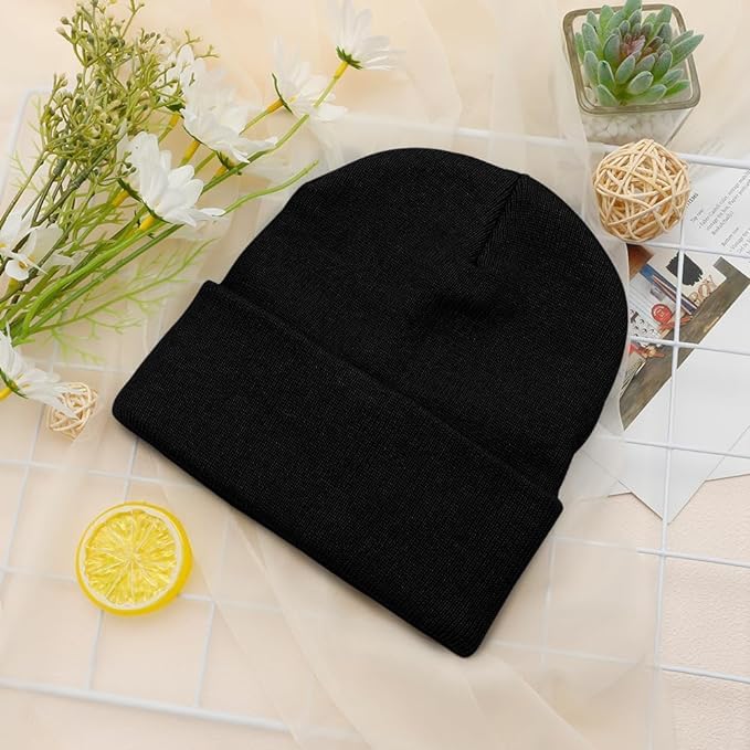 Winter Beanie Hat for Mens- Soft & Streachy Cuffed Mens Beanie Hat- Crafted from Acrylic Polyester Blend, Boys Woolen Hats Men Perfect for Gifting (Black).