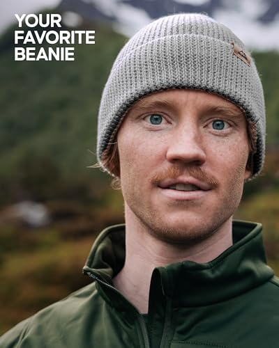 DANISH ENDURANCE Polar Fleece Lining Merino Wool Beanie for Autumn and Winter Mens&Womens, Thermal Hats Grey