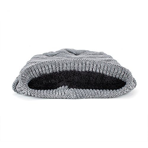 DD UP Winter Beanie Hat Men Warm Knit Long Slouch Skull Cap Thermal with Soft Fleece Lining Gray