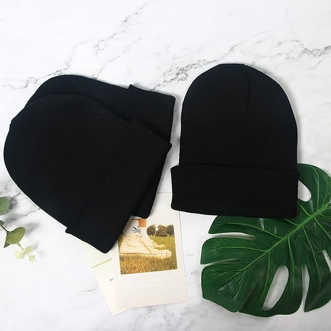 Winter Beanie Hat for Mens- Soft & Streachy Cuffed Mens Beanie Hat- Crafted from Acrylic Polyester Blend, Boys Woolen Hats Men Perfect for Gifting (Black).