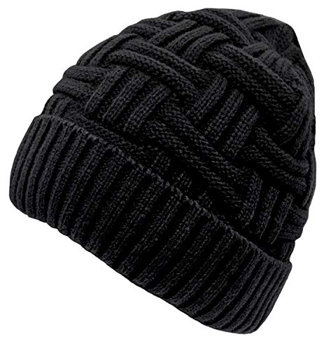 Chalier Cozy Mens Hats Slouch Beanie Hat Winter Hat Mens Knitted Baggy Mens Cap Black Beanies Hats for Mens Gifts（Black）
