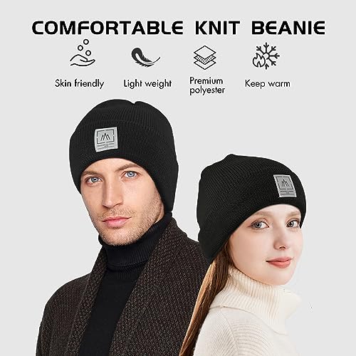 HIYATO Beanie Hat Men, Unisex Warm Hats for Winter, Thermal Double Layered Soft Beanie, for Men Women Dad Mom(Black)