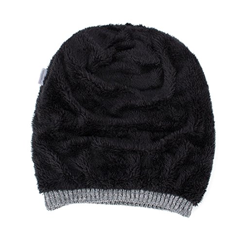 DD UP Winter Beanie Hat Men Warm Knit Long Slouch Skull Cap Thermal with Soft Fleece Lining Gray