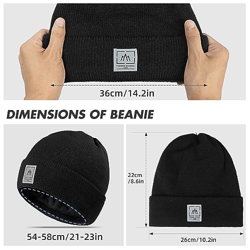 HIYATO Beanie Hat Men, Unisex Warm Hats for Winter, Thermal Double Layered Soft Beanie, for Men Women Dad Mom(Black)