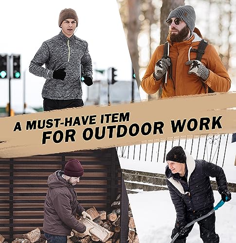 Wmcaps Beanie for Men, Unisex Classic Knit Beanie Winter Hat Stretchy Soft Cuffed Wooly Beanie with Thermal Thick Fleece Lining, Gifts for Men/Women/Her/Him/Dad（Dark Grey）