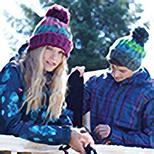 Beechfield Unisex Adults Corkscrew Knitted Pom Beanie Hat, Multicolour (Retro Blue 000), One (Size:One Size)