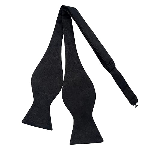 QOCO 1pcs Adjustable Black Self Tie Solid Bowtie Mens Woven Bow Ties Formal Neck Bowtie for Tuxedo Wedding Parties