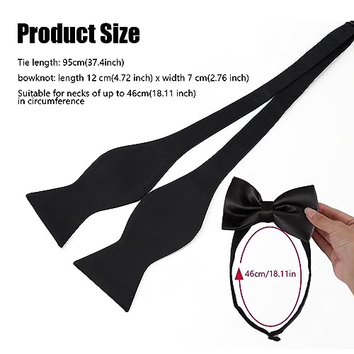 QOCO 1pcs Adjustable Black Self Tie Solid Bowtie Mens Woven Bow Ties Formal Neck Bowtie for Tuxedo Wedding Parties