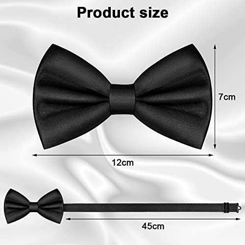 URAQT Men's Bow Tie, Classic Solid Color Pre-Tied Bow Tie for Men, Satin Tux Bowtie, Adjustable Formal Neck Bowtie for Parties, Wedding (Black)