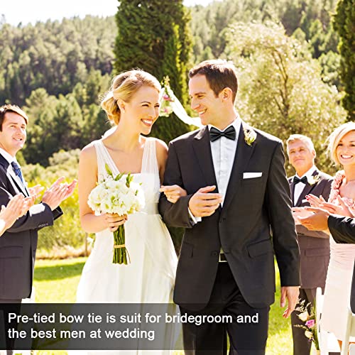 URAQT Men's Bow Tie, Classic Solid Color Pre-Tied Bow Tie for Men, Satin Tux Bowtie, Adjustable Formal Neck Bowtie for Parties, Wedding (Black)