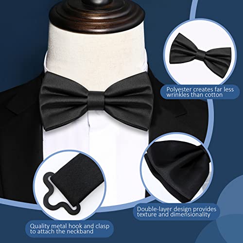 PROUSKY Black Pre-Tied Bow Tie for Men, Tux Bowtie Adjustable Formal Neck Bowtie Satin Bow Tie for Party Wedding, 1 Piece, S
