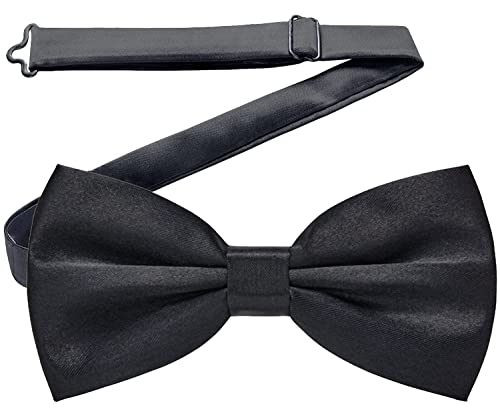 AONAT Adjustable Bowtie, Black Bow Tie for Men, Tux Bowtie Formal Classic Pre-Tied Bow Tie, Neck Bowtie Satin Bow Tie for Party Wedding