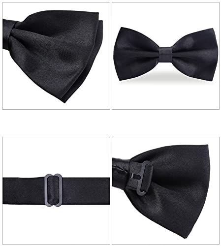 AONAT Adjustable Bowtie, Black Bow Tie for Men, Tux Bowtie Formal Classic Pre-Tied Bow Tie, Neck Bowtie Satin Bow Tie for Party Wedding