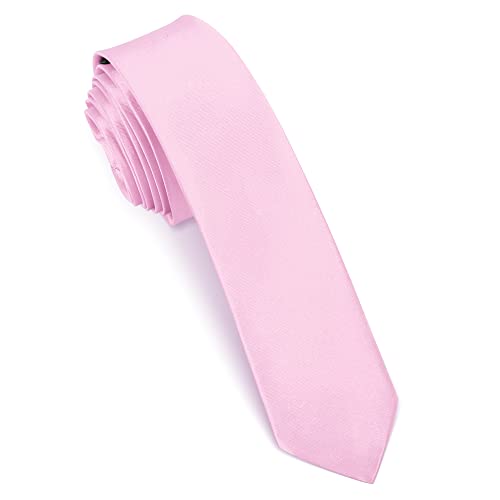 Beaface Men Ties 2" Formal Ties for Men Solid Color Wedding Business Ties 5cm (Pink)