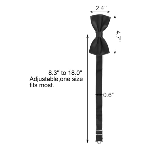 Qiuyan Adjustable Bowtie, Men Bowtie Pre-Tied Bow Tie for Parties (Black, One Size)