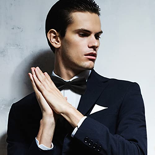 Qiuyan Adjustable Bowtie, Men Bowtie Pre-Tied Bow Tie for Parties (Black, One Size)