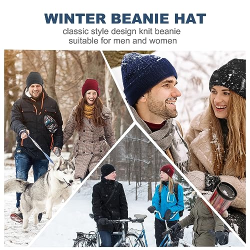 FORVEVO Beanie Hat for Men, Winter Thermal Beanie, Soft Fleece Lining Knitted Cuffed Wooly Hat for Daily Outdoor Cycling,Black