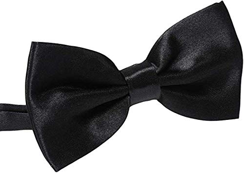 Qiuyan Adjustable Bowtie, Men Bowtie Pre-Tied Bow Tie for Parties (Black, One Size)