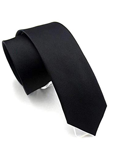 JEMYGINS 2.4" Black Tie Silk Skinny Ties for Men Slim Necktie (6cm)