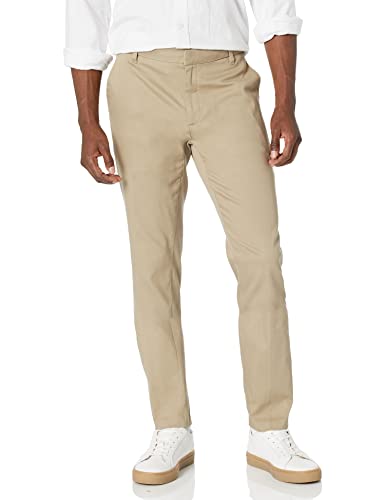 Amazon Essentials Men's Slim-Fit Wrinkle-Resistant Flat-Front Stretch Chino Trousers, Tan, 36W / 28L