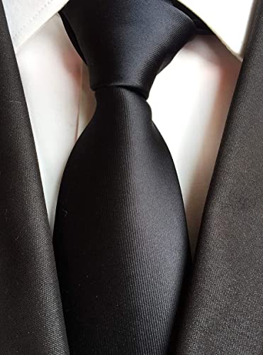 Men's Tie Solid Color Neckties For Men Business Wedding Formal Ties (Black)