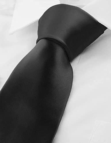 Men's Tie Solid Color Neckties For Men Business Wedding Formal Ties (Black)