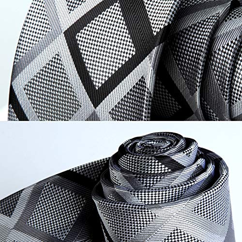 HISDERN Lot 3 PCS Classic Elegant Men's Silk Tie Set Necktie & Pocket Square - Multiple Set for Father's Day Gift