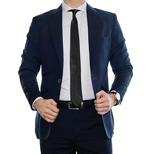 Men's Tie Solid Color Neckties For Men Business Wedding Formal Ties (Black)