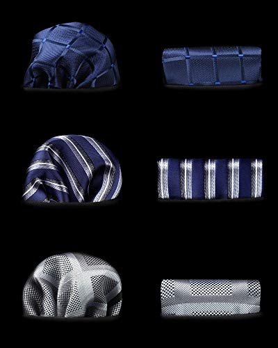 HISDERN Lot 3 PCS Classic Elegant Men's Silk Tie Set Necktie & Pocket Square - Multiple Set for Father's Day Gift