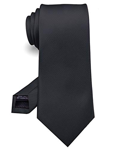 JEMYGINS 3.15" Black Tie Wedding Business Silk Necktie for Men (8cm)