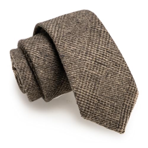 RBOCOTT Brown Wool Tie and Pocket Square, Cashmere Necktie Tie Clip Set for Men, Brown, general