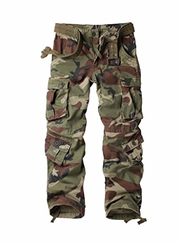 MUST WAY Men's Work Trousers Camouflage Army Combat Trousers Cotton Work Wear Cargo Trousers with 8 Pockets 42