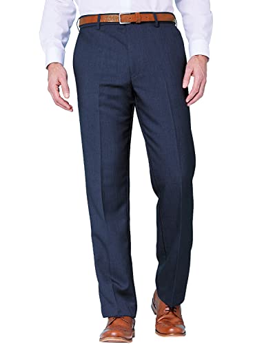 Farah Mens Flex Trouser Pants with Self-Adjusting Waistband Navy 36W x 29L