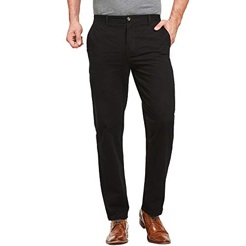 JustSun Chino Trousers for Men Casual Chinos Regular Fit Smart Pants Black 34W30L
