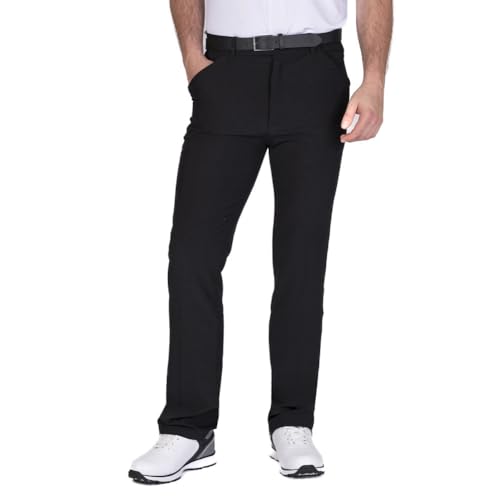Island GREEN Mens IGPNT1900 Stretch Tapered Trousers - Black - 34S