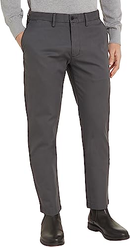 Tommy Hilfiger Men Core Denton 1985 Pima Cotton Trousers Chino, Grey (Dark Ash), 34W / 32L