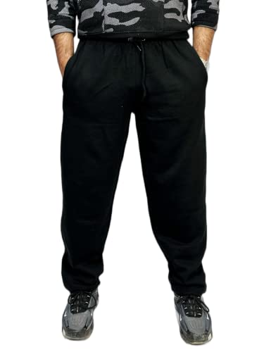 LUXFAB Jogging Pants Mens Tracksuit Bottoms Trousers Casual Mens Joggers for Men UK Zip Pockets Elasticated Open Hem Classic Jog Pants Jog Sweatpants Sports Joggers Black