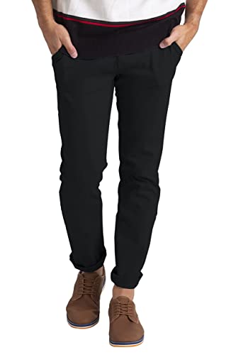 westAce Mens Casual Chino Trouser Athletic-fit Cotton Stretch Classic Essential Pant (Black, 36W x 32L)