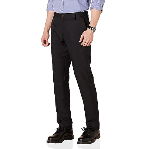Amazon Essentials Men's Slim-Fit Flat-Front Dress Trousers, Black, 30W / 28L