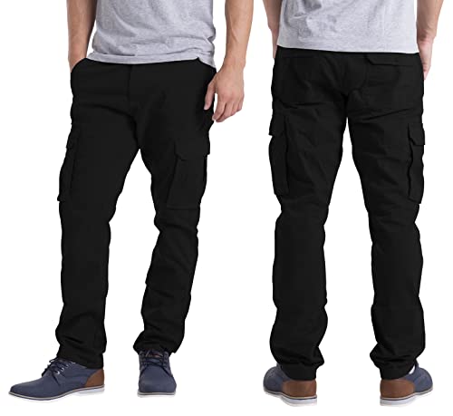 westAce Mens Cargo Trousers Work Wear Combat Safety Cargo 6 Pocket Full Pants Size 32-44 (34W / 32L, Black)
