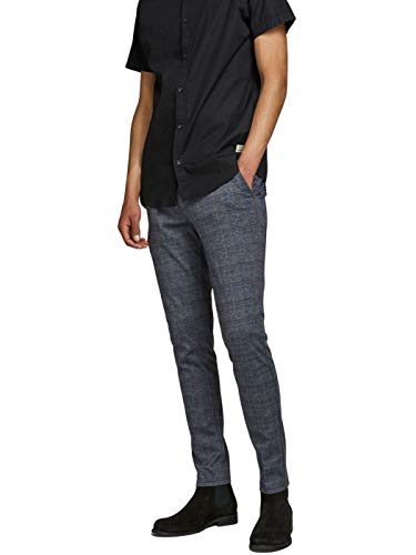 Jack & Jones Men's Jjimarco Jjphil Jersey Nor Dg Check Noos Trouser, Dark Grey, 33W 30L UK