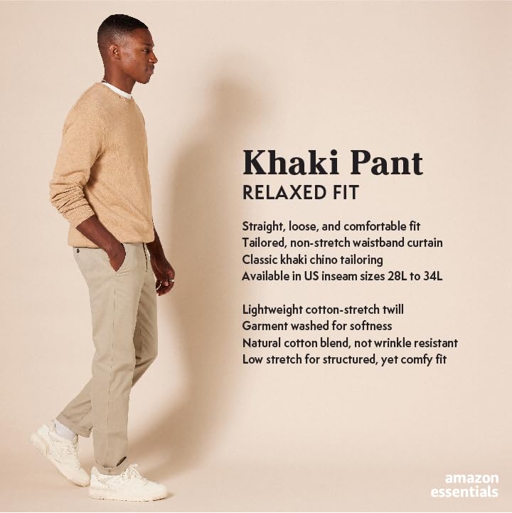 Amazon Essentials Men's Classic-Fit Casual Stretch Chino Trouser, Dark Grey, 38W / 32L