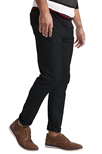 westAce Mens Casual Chino Trouser Athletic-fit Cotton Stretch Classic Essential Pant (Black, 36W x 32L)