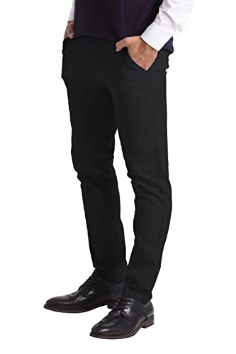 westAce Mens Chino Trousers Slim Fit Stretch Twill Casual Pants (34W / 32L, Black)